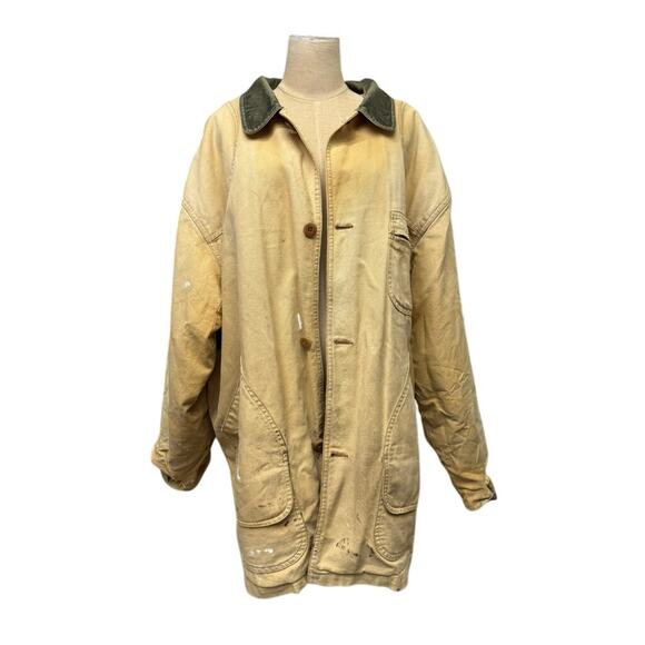 "L.L. BEAN" Chore Coat Barn Coat TRASHED RIPS TEARS STAINS SZ XXL Grunge Lined - Picture 1 of 16
